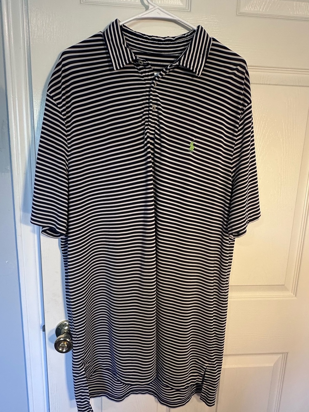 Polo by Ralph Lauren Black & White Striped Polo with Green Pony